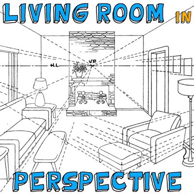 living room perspective|How to Draw a Room with Perspective Drawing Tutorial of a .